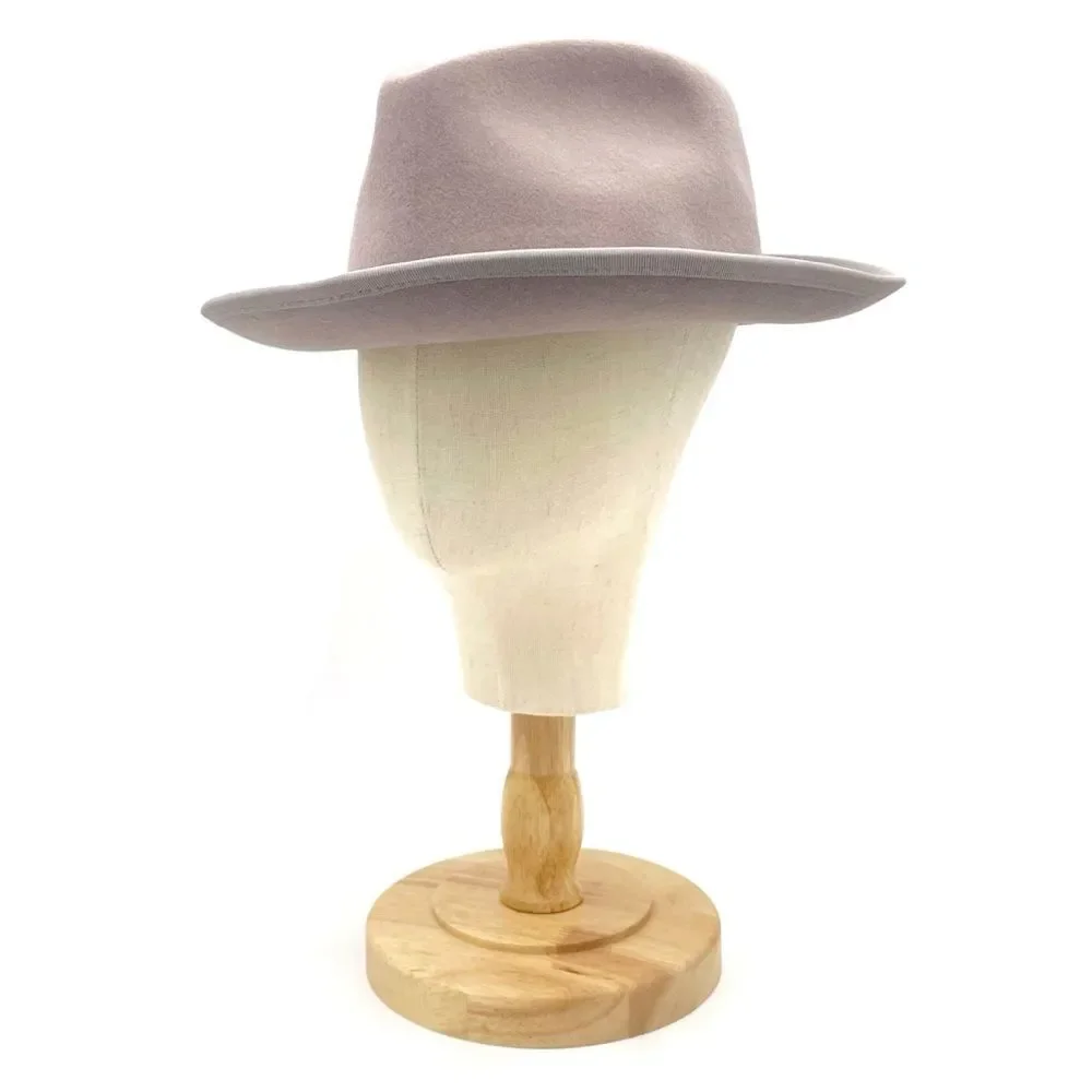 NWT Anthropologie Taupe Wool Fedora Hat Grosgrain Band Wide Brim One Size Womens